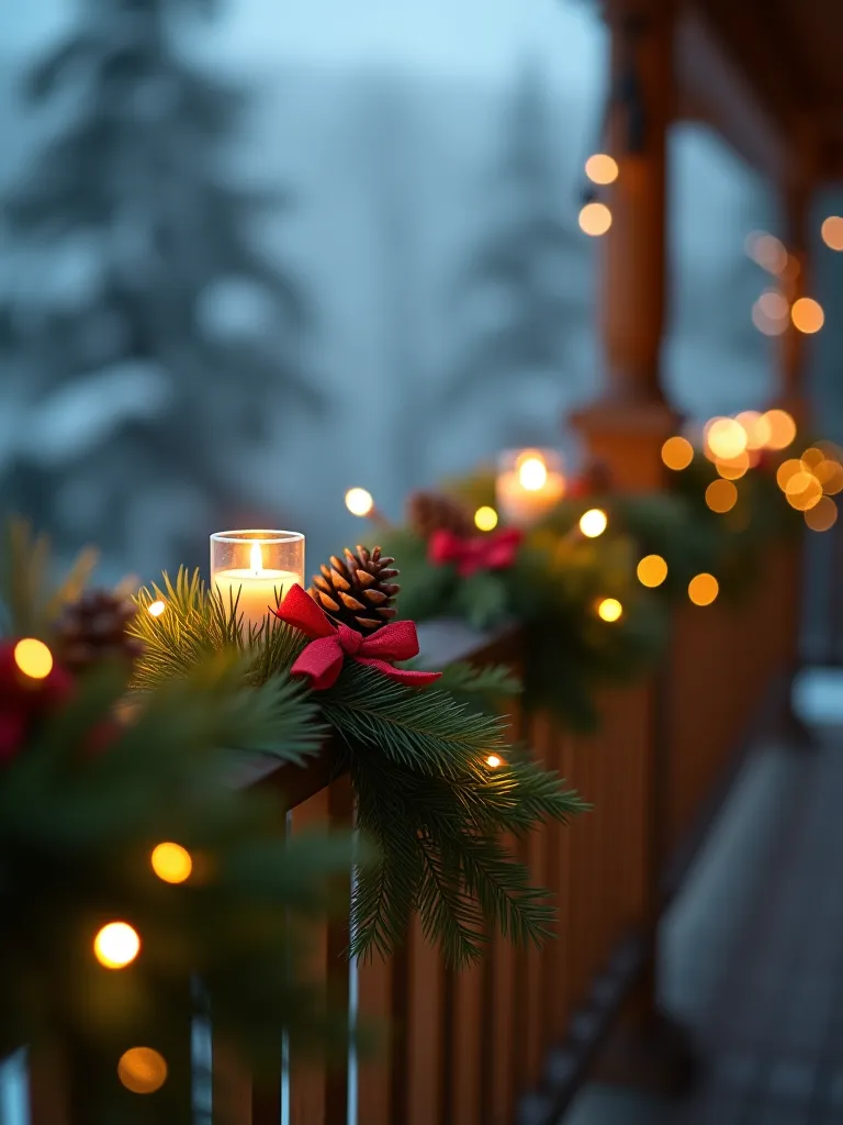 Cozy outdoor sofa with blankets and hot cocoa