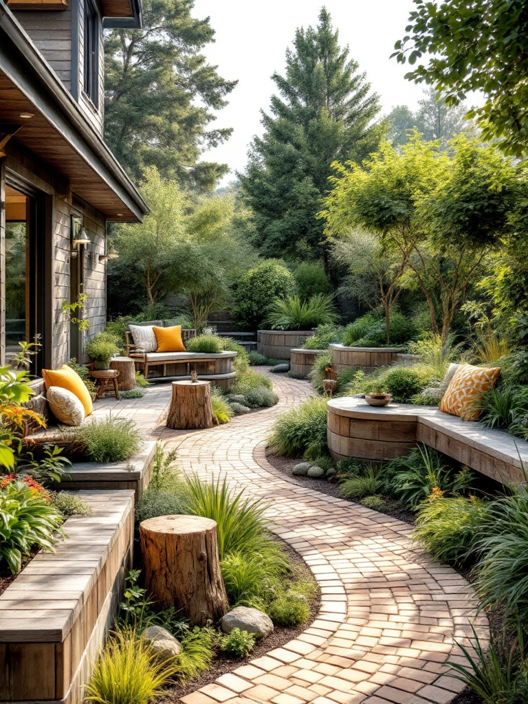 Transform your backyard into a sustainable haven by using reclaimed wood to build charming garden beds and rustic seating areas. 