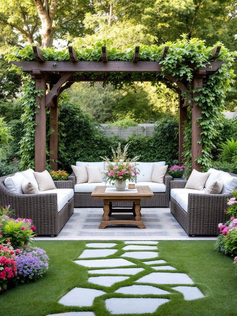 Backyard with comfortable seating area