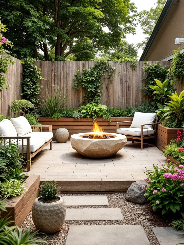 backyard designed with durable and sustainable materials