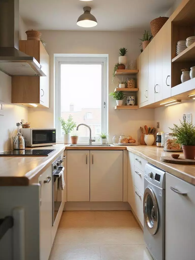 Small kitchen remodel showcasing efficient layout and storage solutions