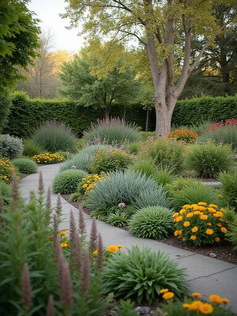 Thriving backyard garden with diverse climate-appropriate plants