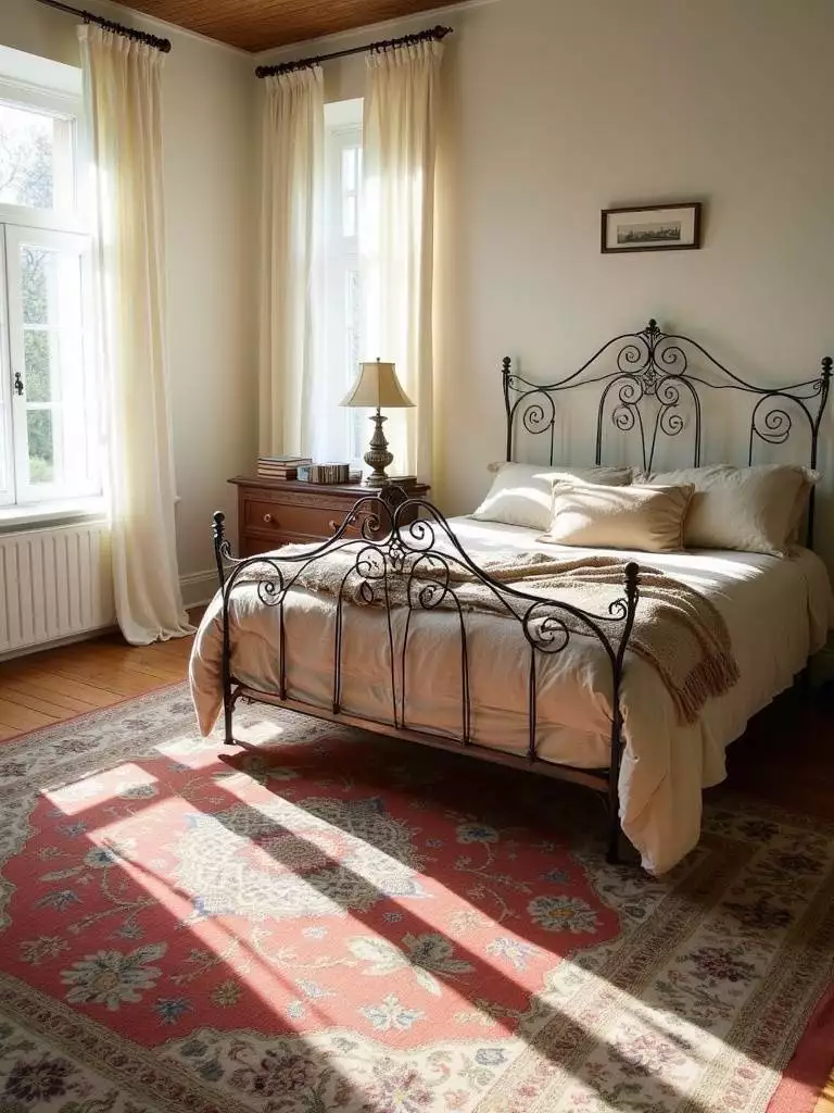 Vintage bedroom with Persian rug