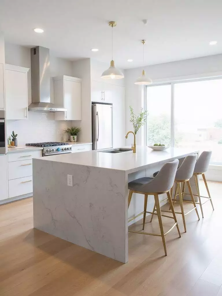 Stylish bar stools complementing a modern kitchen island