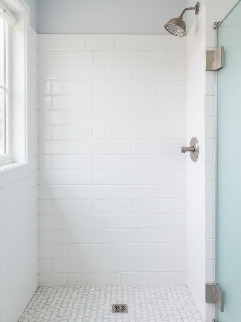 Classic white subway tile installed in a shower wall in a modern bathroom setting.