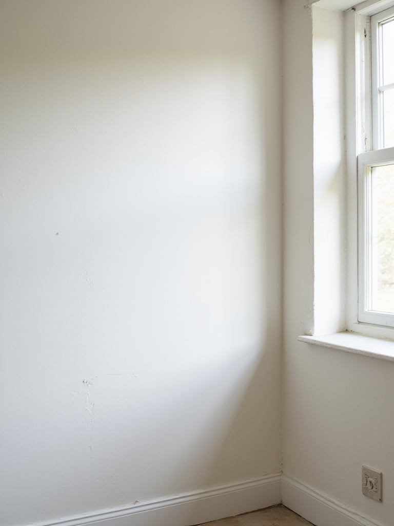 Clean and primed kitchen wall ready for wallpaper application