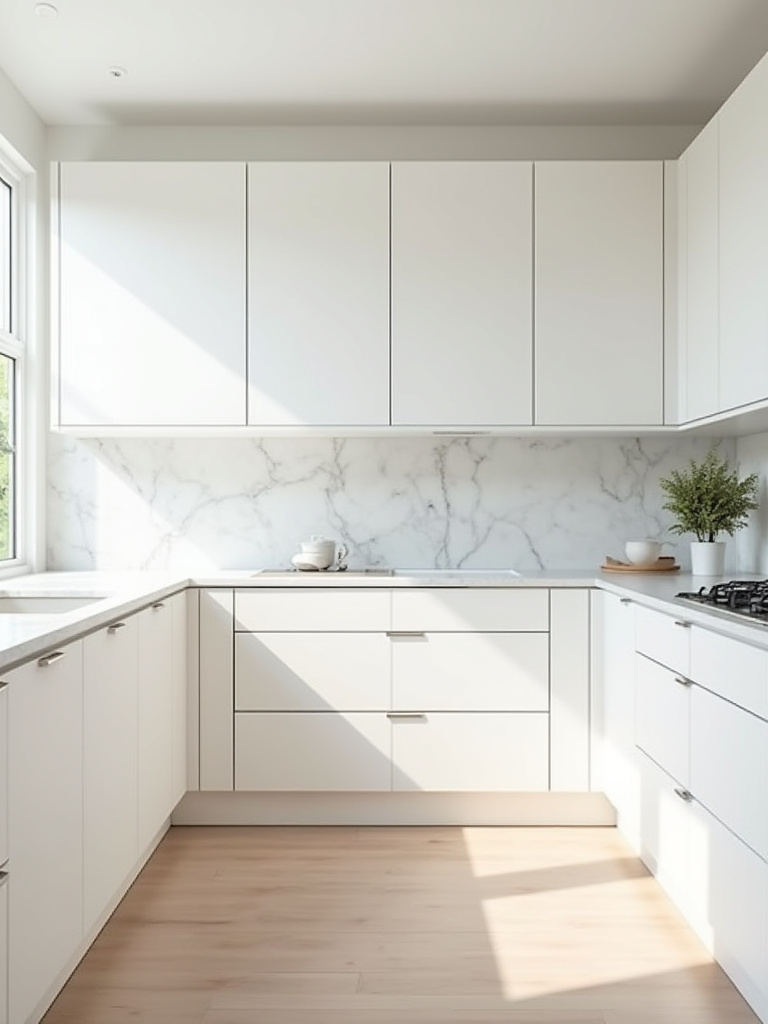 Bright white kitchen showing layered white tones and warm/cool undertones